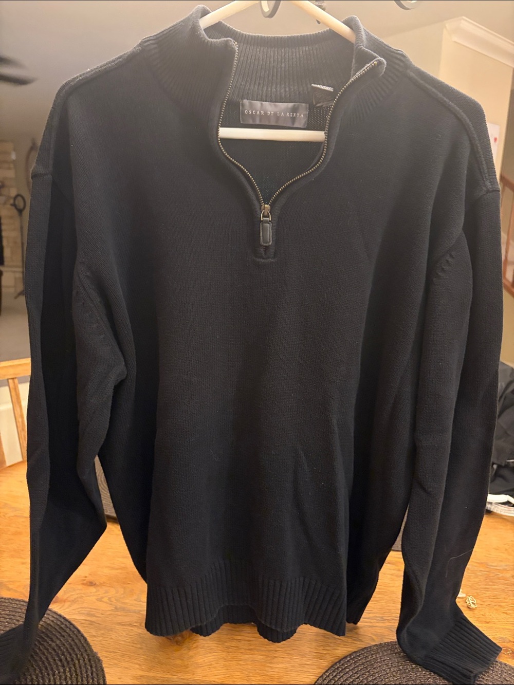 Oscar de la Renta Men's Black Half-Zip Sweater